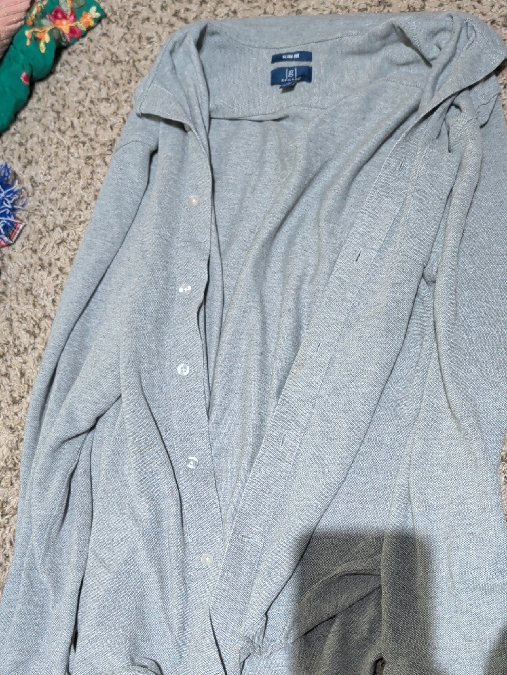 George Light Gray Long Sleeve Button-Up Knit Shirt